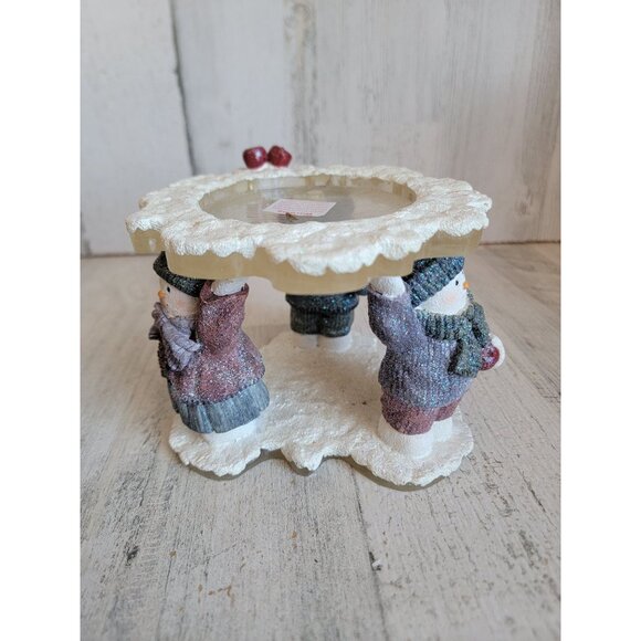 Snowman holding Candle holder Xmas glitter decor snowflake - Picture 4 of 6